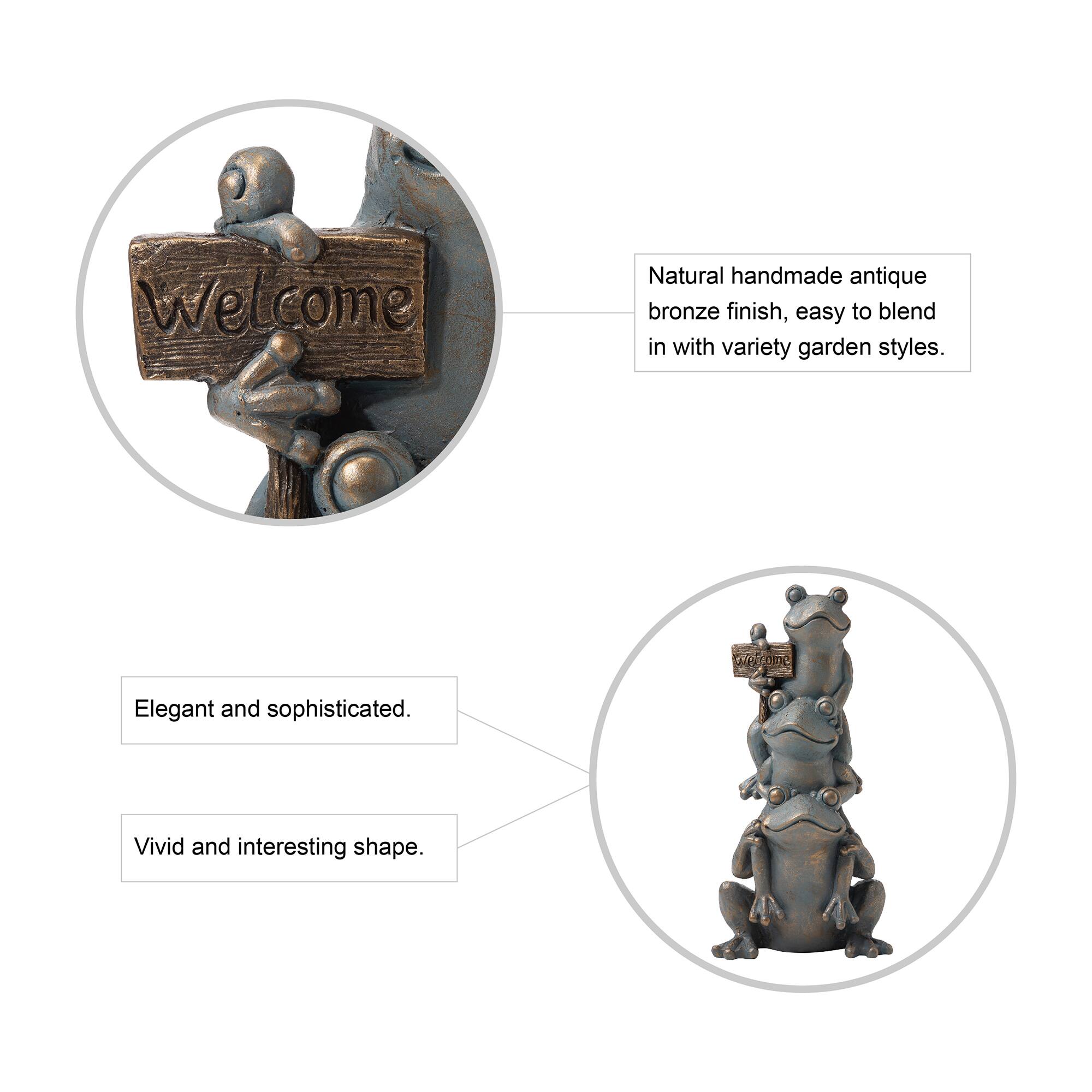 Glitzhome® 28" Bronze Stacked Frog Statue